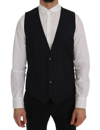 Gilet extensible en laine bleu Dolce & Gabbana