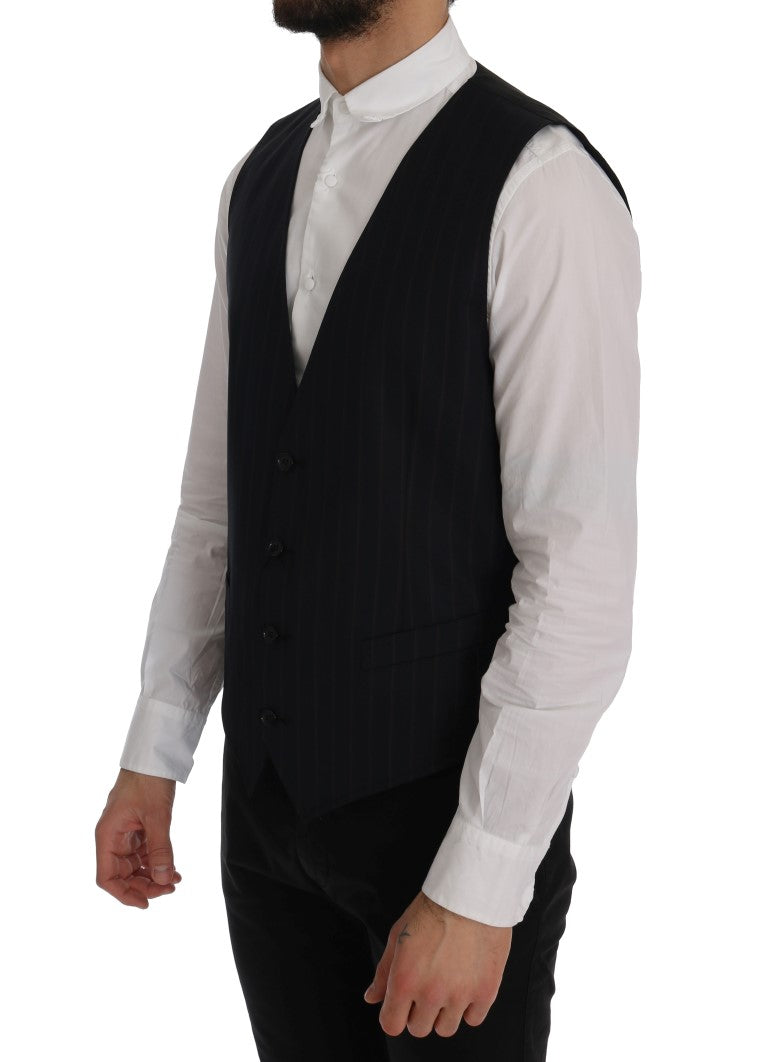 Gilet extensible en laine bleu Dolce & Gabbana