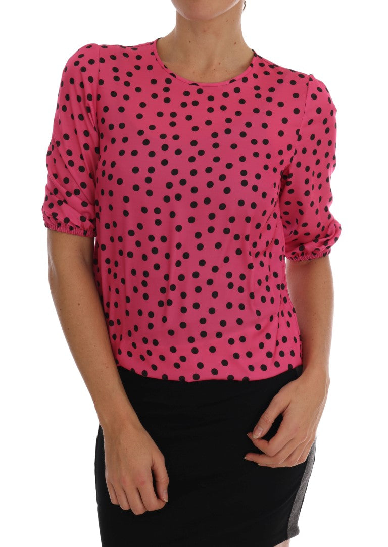 Chemisier en soie rose à pois Dolce & Gabbana