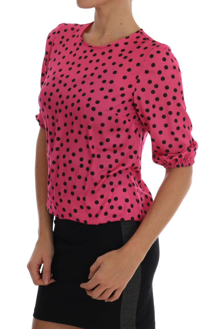 Chemisier en soie rose à pois Dolce & Gabbana