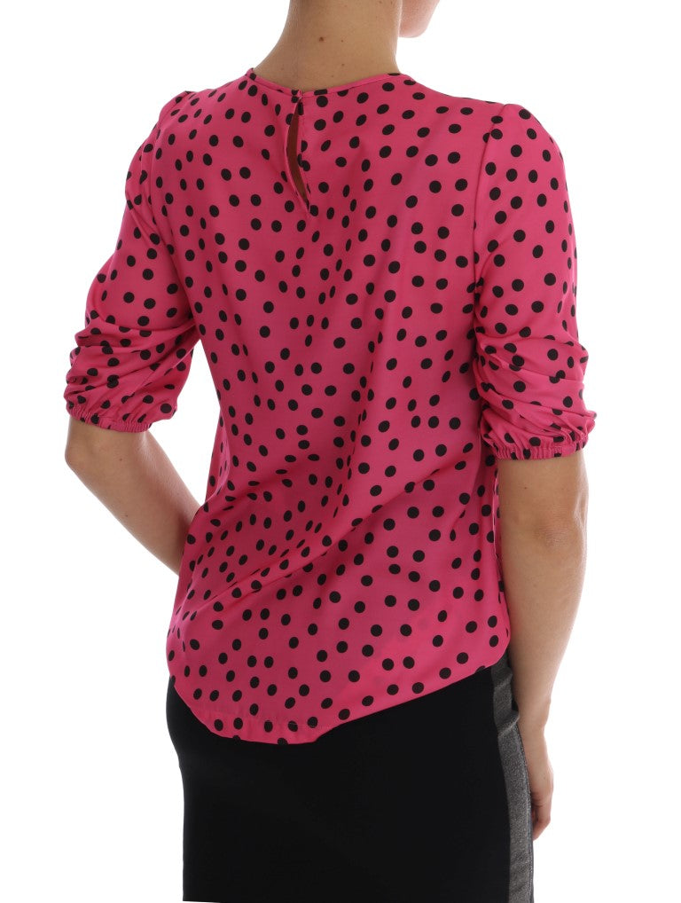 Chemisier en soie rose à pois Dolce & Gabbana