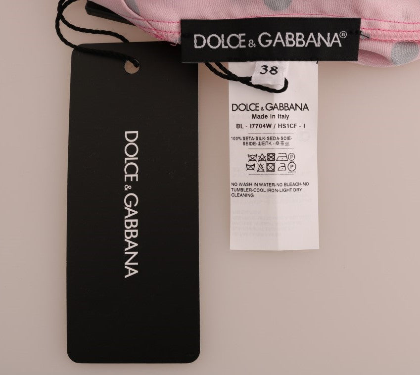 Chemisier en soie rose à pois Dolce & Gabbana
