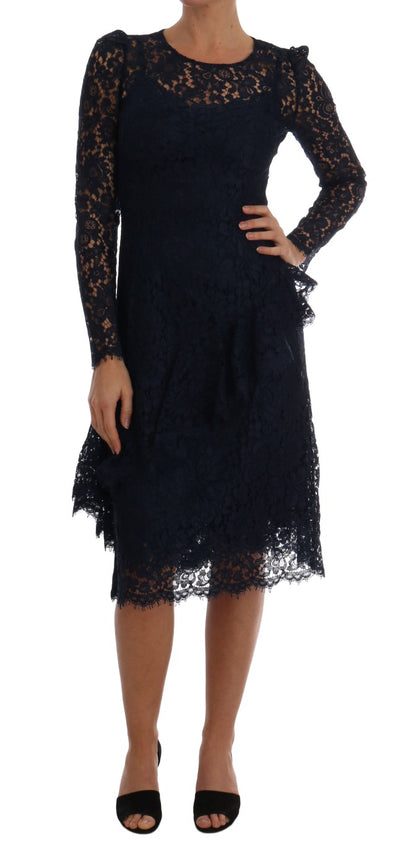 Robe fourreau Dolce & Gabbana en dentelle florale bleu Taormine