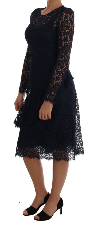 Robe fourreau Dolce & Gabbana en dentelle florale bleu Taormine