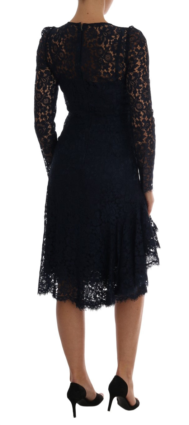 Robe fourreau Dolce & Gabbana en dentelle florale bleu Taormine