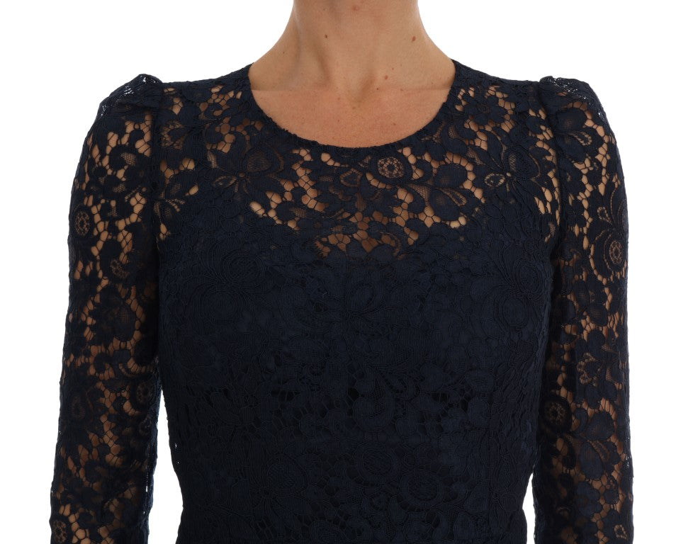 Robe fourreau Dolce & Gabbana en dentelle florale bleu Taormine