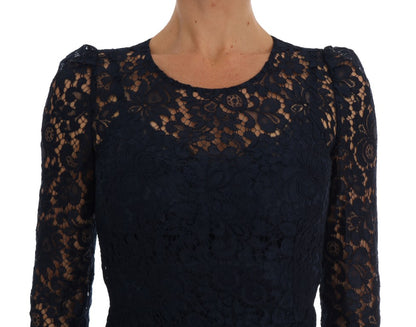 Robe fourreau Dolce & Gabbana en dentelle florale bleu Taormine