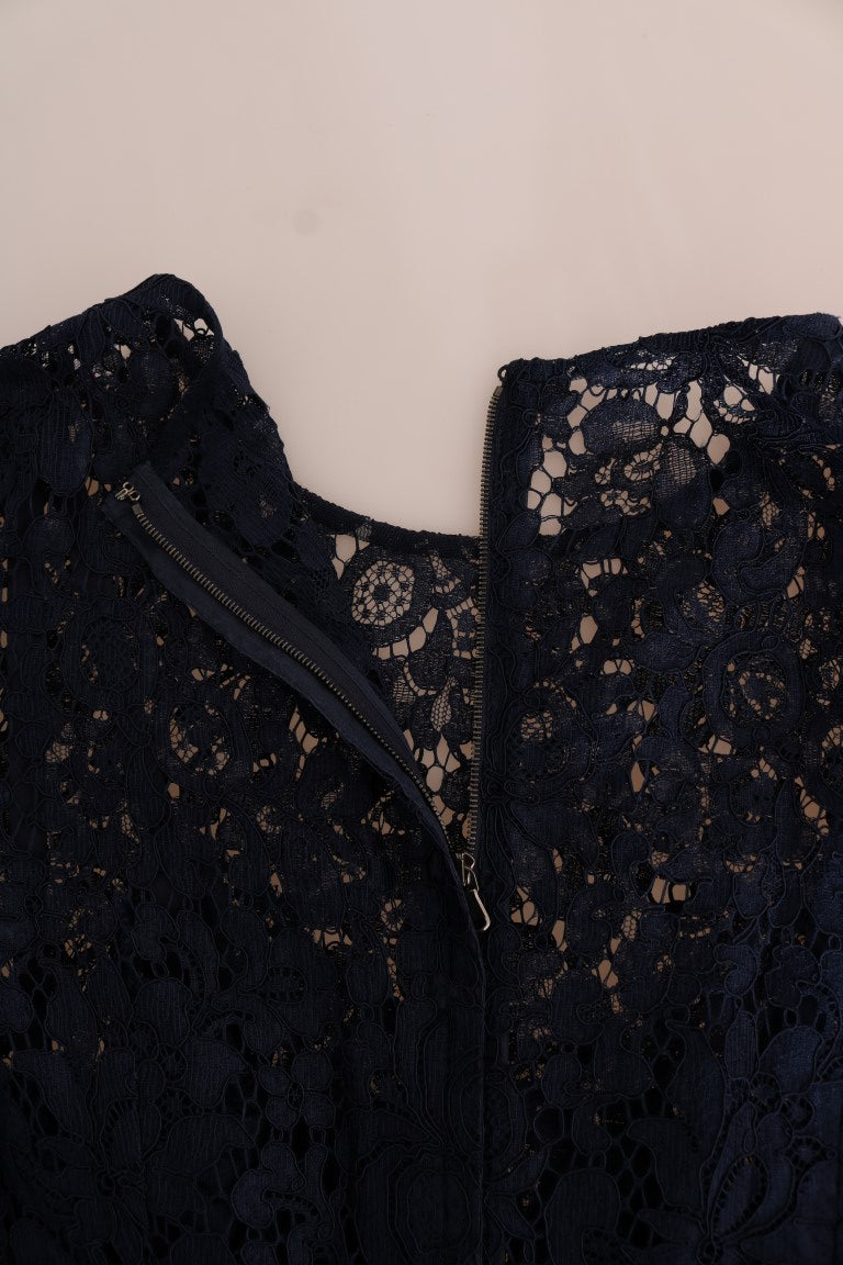 Robe fourreau Dolce & Gabbana en dentelle florale bleu Taormine