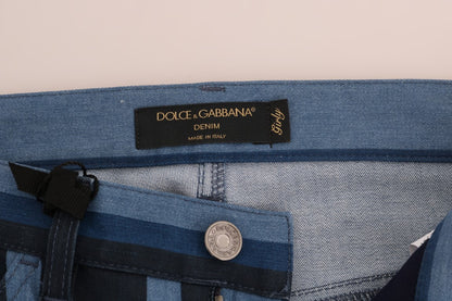 Jeans en coton rayé GIRLY bleus Dolce & Gabbana