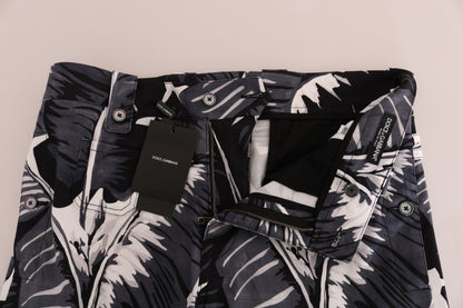 Pantalon en coton à imprimé feuilles de bananier gris Dolce & Gabbana