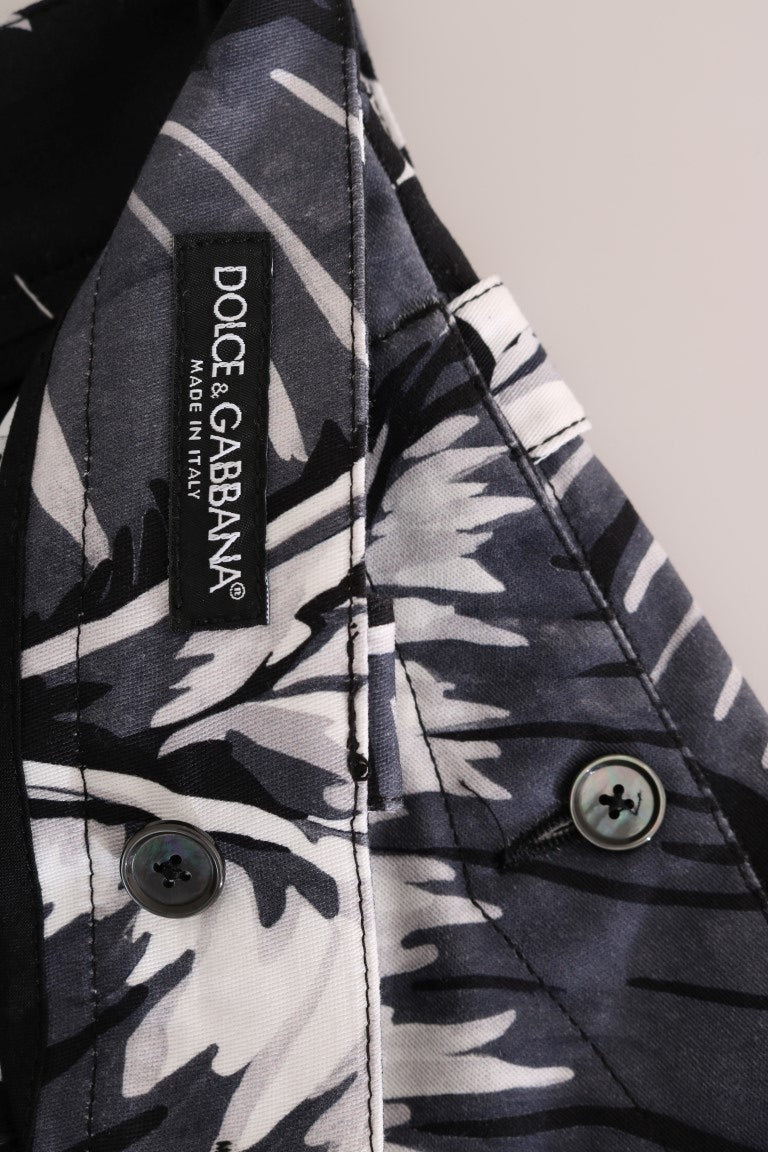 Pantalon en coton à imprimé feuilles de bananier gris Dolce & Gabbana
