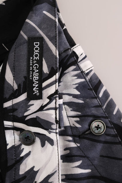 Pantalon en coton à imprimé feuilles de bananier gris Dolce & Gabbana