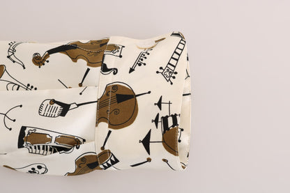 Chemise Dolce & Gabbana en soie blanche à imprimé motif JAZZ