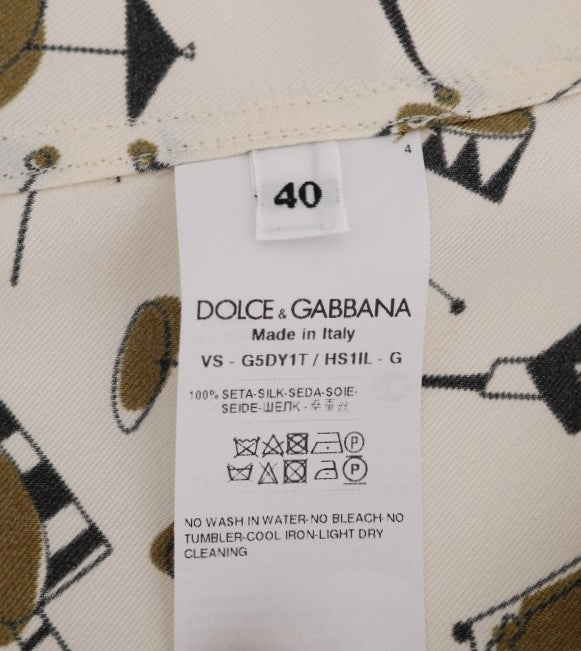 Chemise Dolce & Gabbana en soie blanche à imprimé motif JAZZ