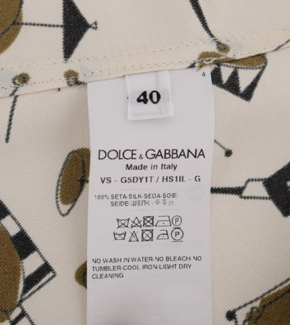 Chemise Dolce & Gabbana en soie blanche à imprimé motif JAZZ