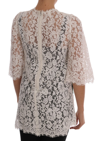 Chemisier en dentelle orné de cristaux blancs Dolce & Gabbana