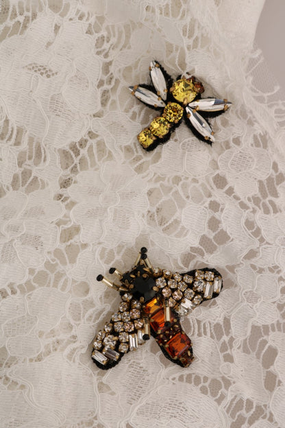 Chemisier en dentelle orné de cristaux blancs Dolce & Gabbana
