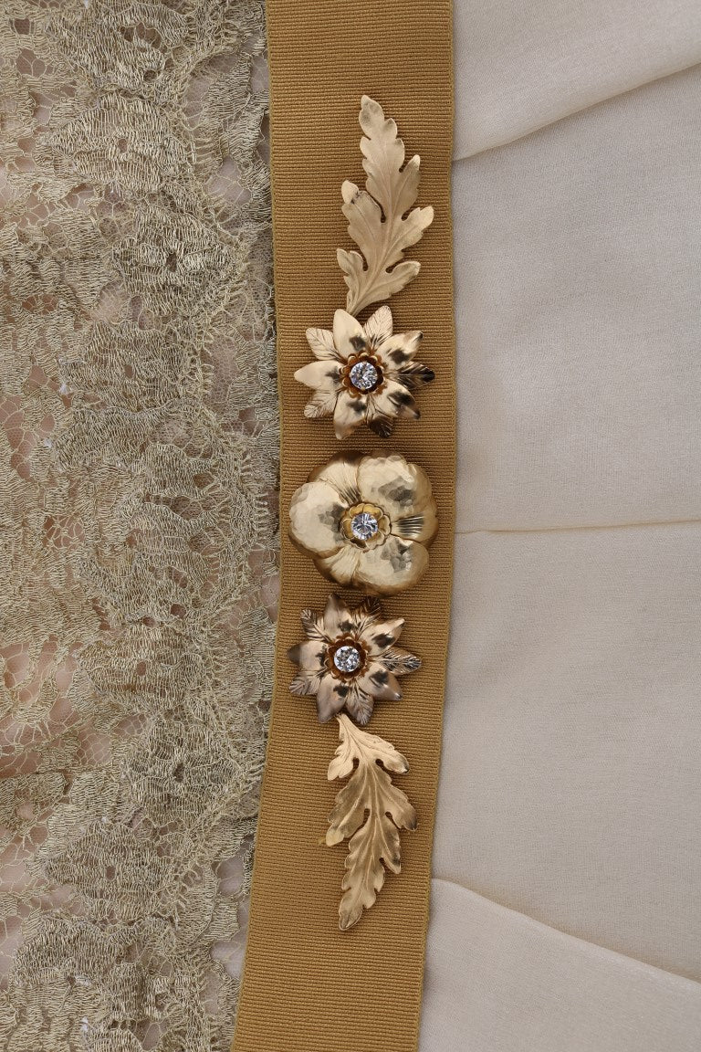 Robe Dolce & Gabbana en soie dorée ornée de cristaux