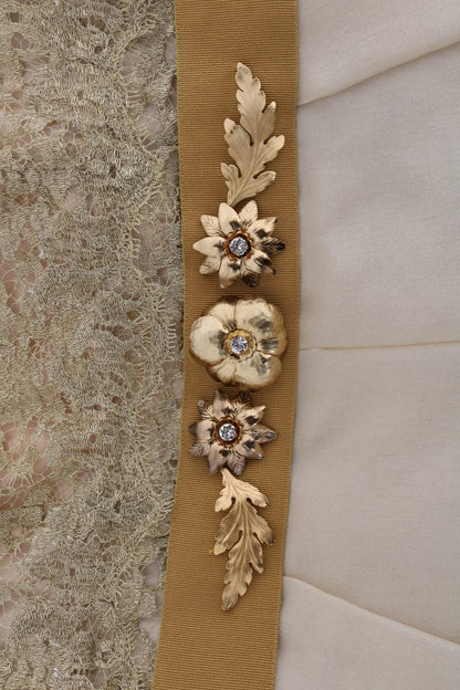Robe Dolce & Gabbana en soie dorée ornée de cristaux