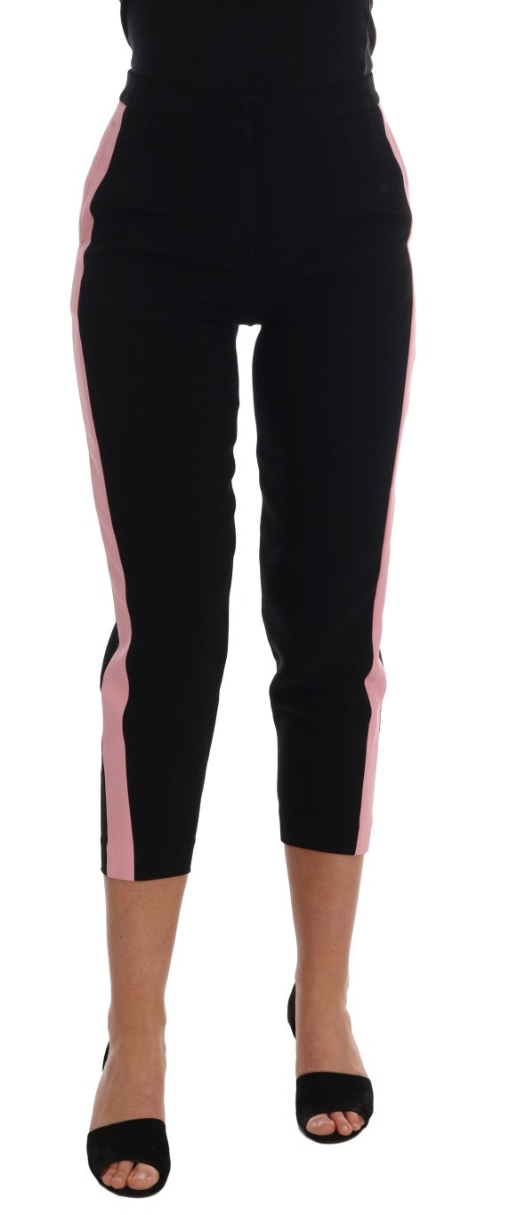 Pantacourt Capri Dolce & Gabbana noir à rayures roses extensibles