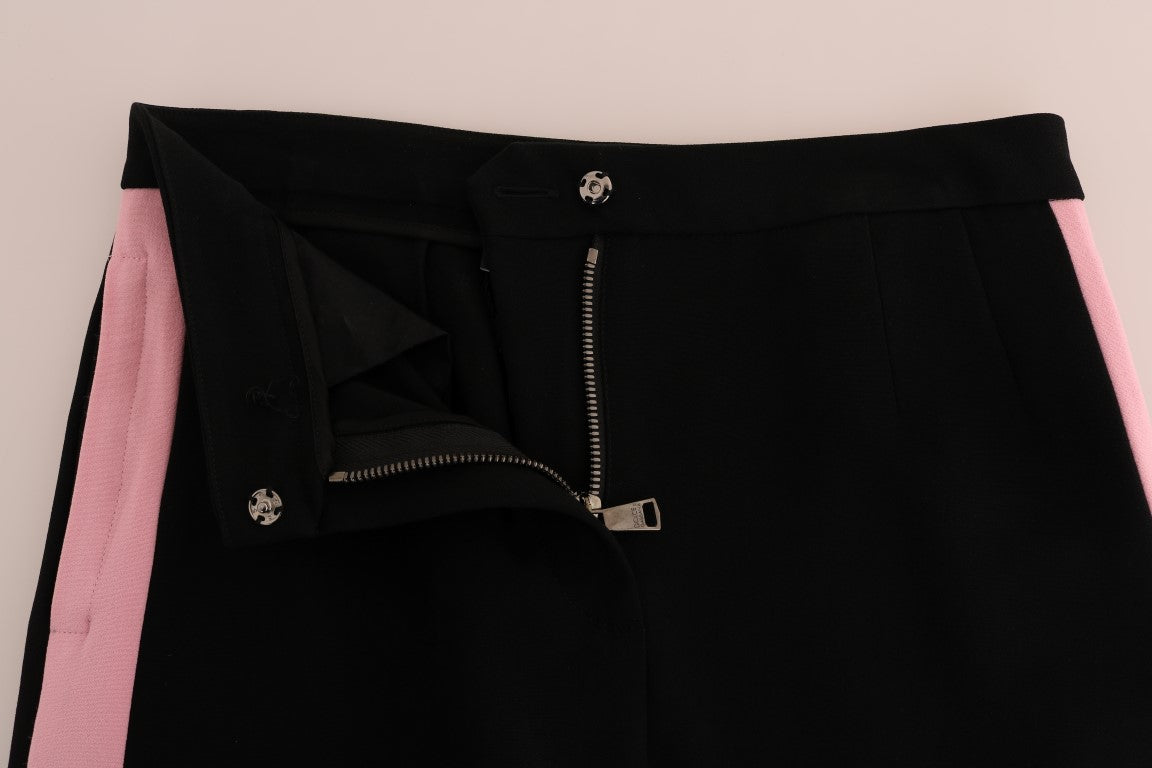 Pantacourt Capri Dolce & Gabbana noir à rayures roses extensibles