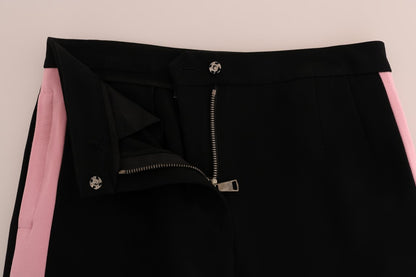 Pantacourt Capri Dolce & Gabbana noir à rayures roses extensibles