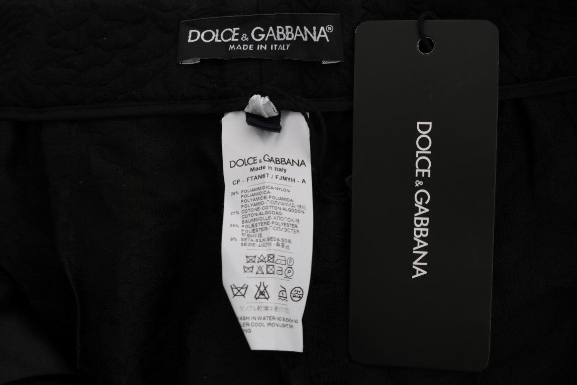 Shorts Capri Dolce & Gabbana en brocart noir à taille haute