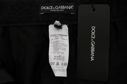 Shorts Capri Dolce & Gabbana en brocart noir à taille haute