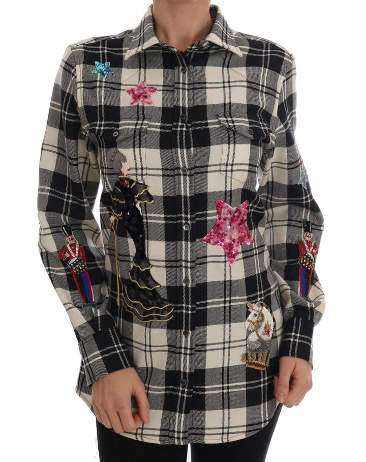 Camisa de cristal Dolce & Gabbana de cuento de hadas en blanco y negro