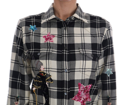 Chemise Dolce & Gabbana Conte de fées en cristal noir et blanc