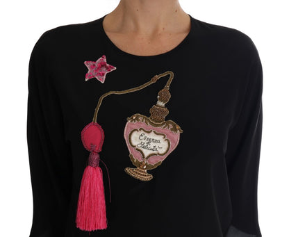 Chemisier en soie noire avec cristaux Dolce & Gabbana Fairy Tale