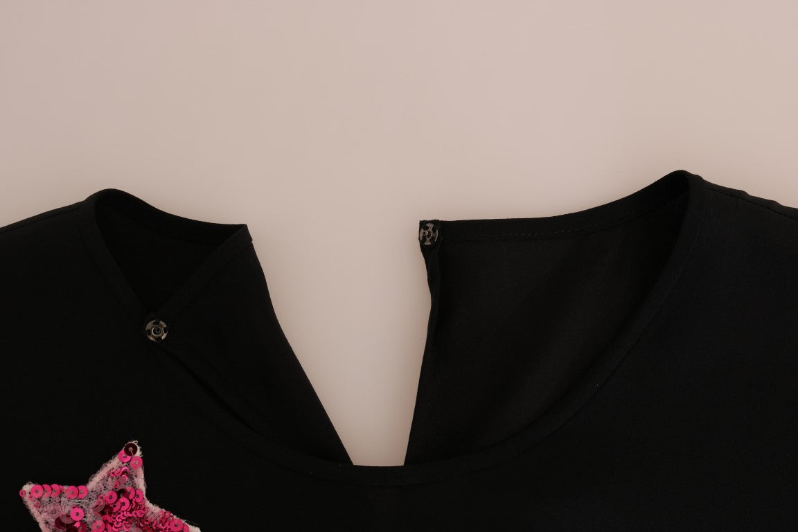Chemisier en soie noire avec cristaux Dolce & Gabbana Fairy Tale