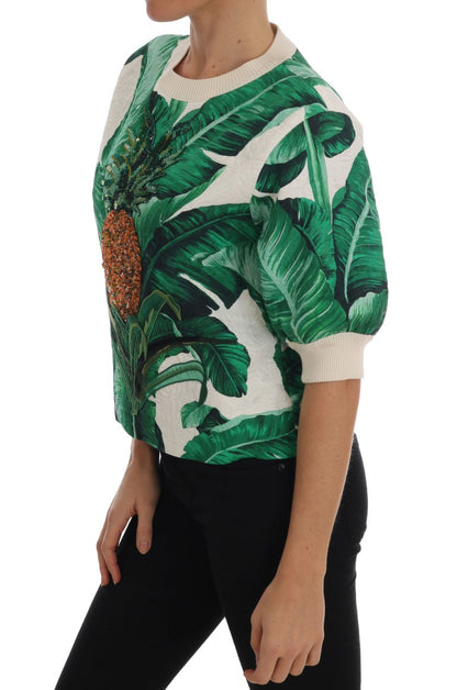 Pull col rond à sequins Dolce & Gabbana ananas banane
