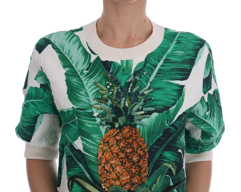 Pull col rond à sequins Dolce & Gabbana ananas banane