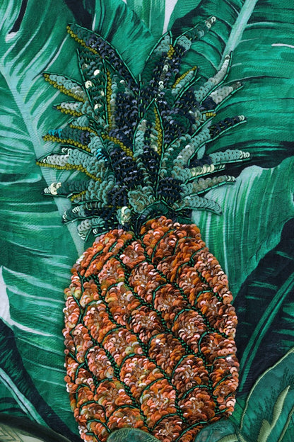 Pull col rond à sequins Dolce & Gabbana ananas banane