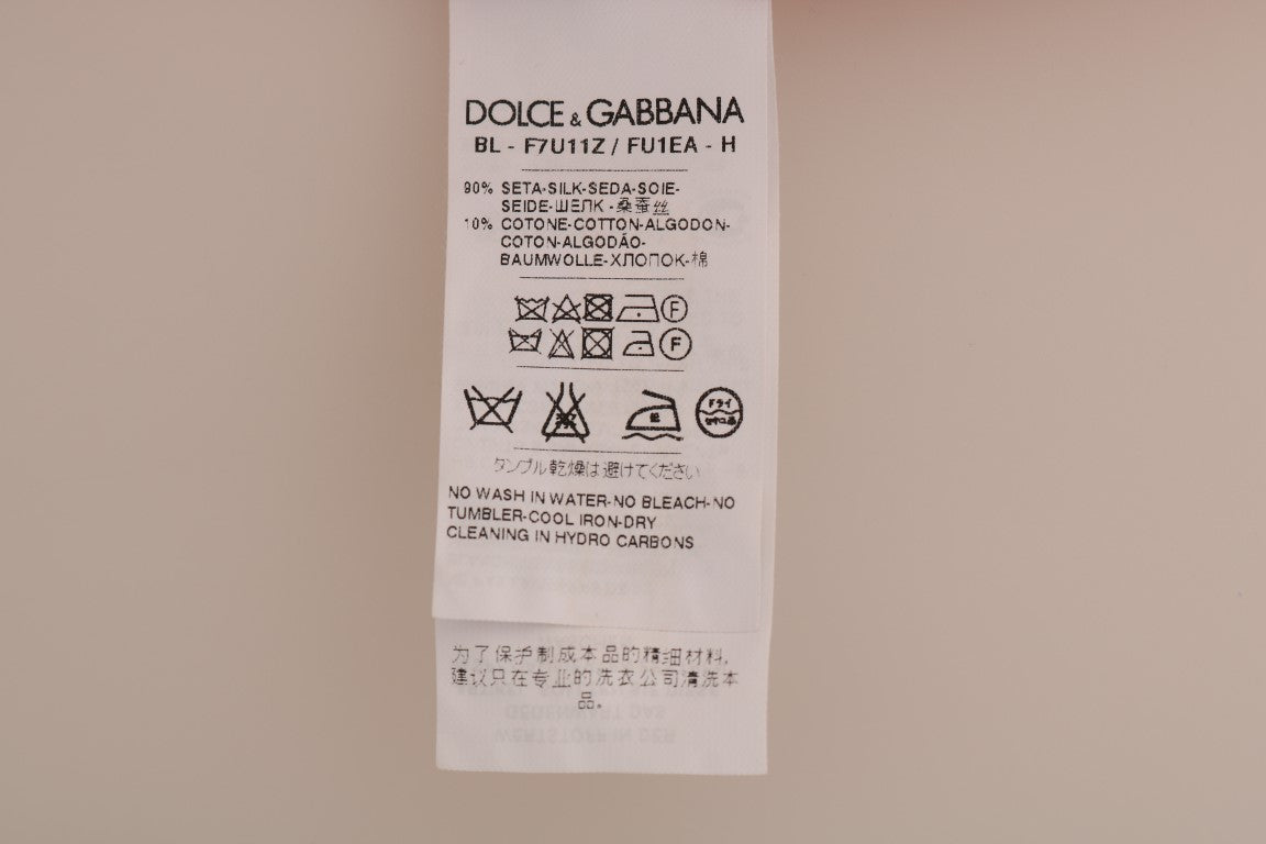 Dolce & Gabbana Haut court en soie rouge, vase orange et cristaux