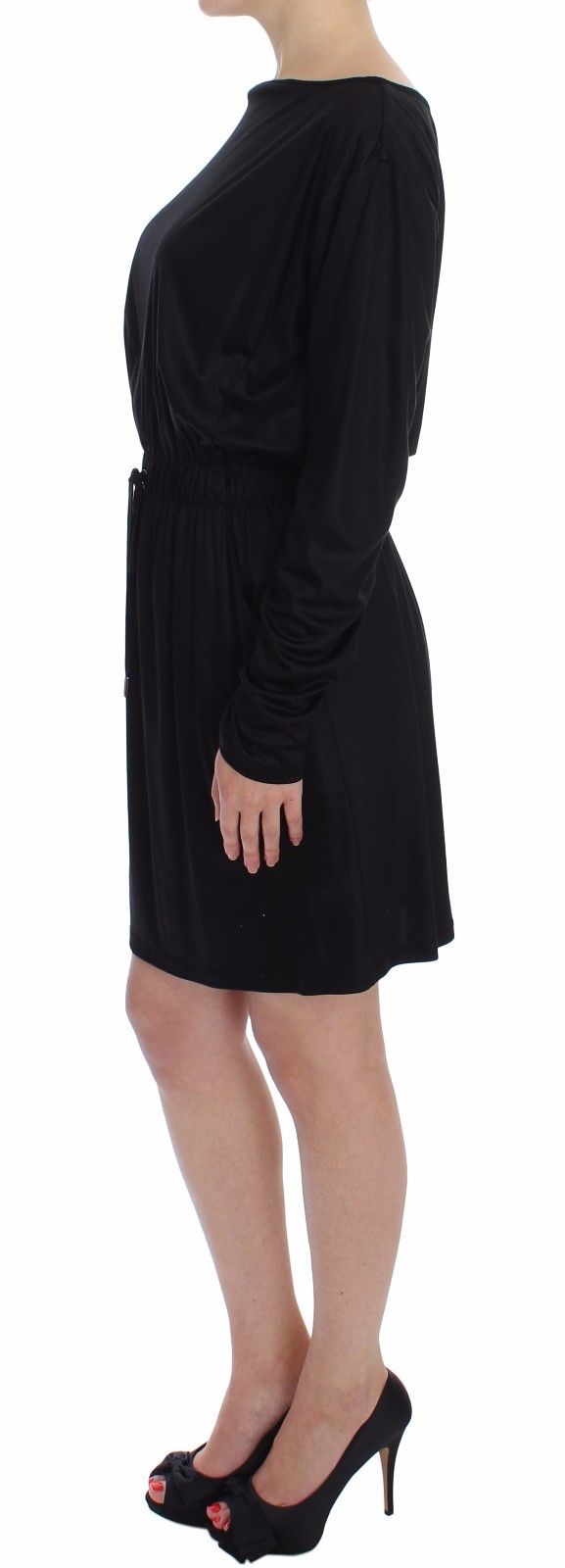 Robe droite Versace Jeans en modal et soie noirs au genou