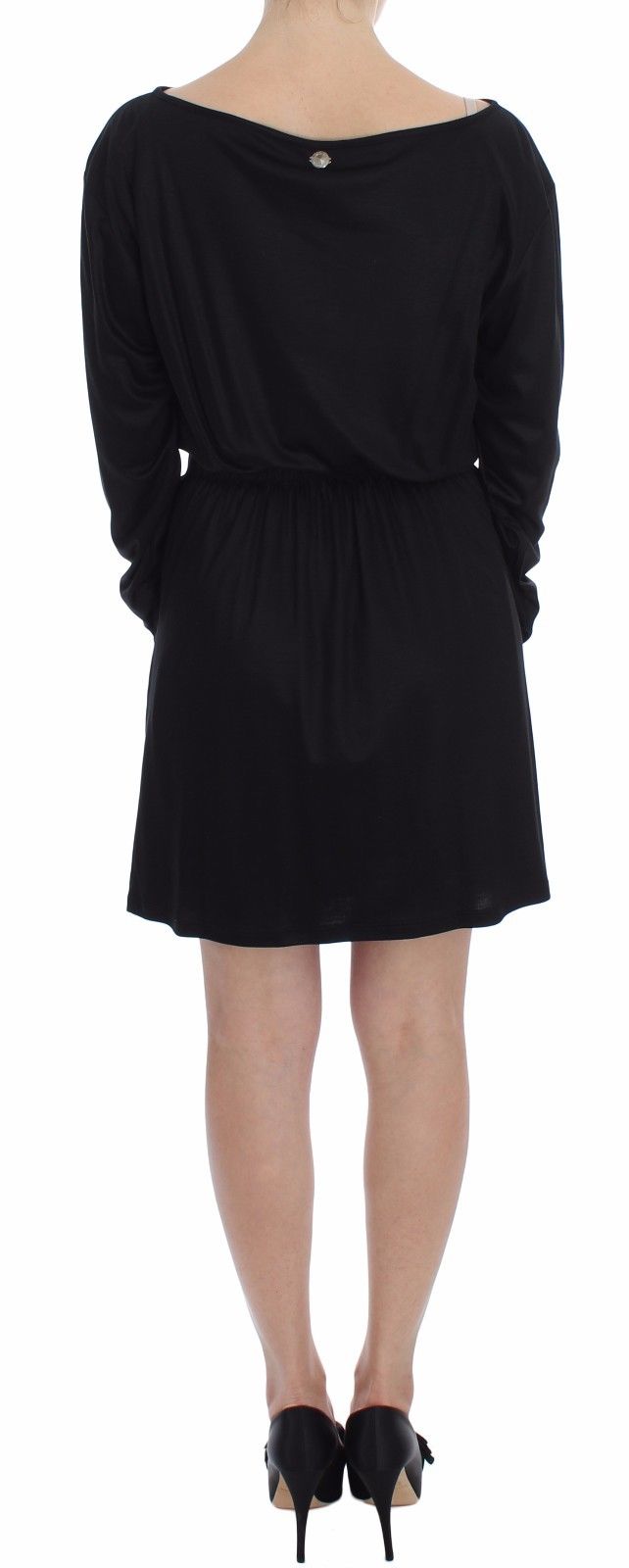 Robe droite Versace Jeans en modal et soie noirs au genou