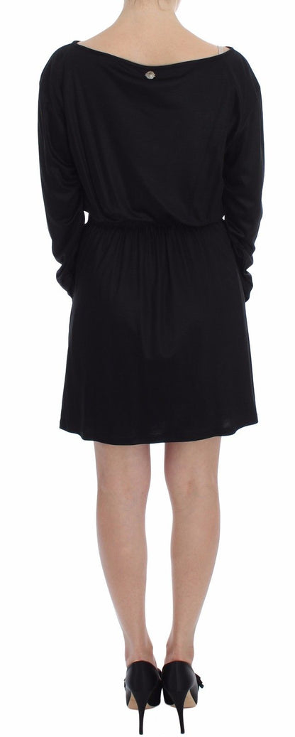 Robe droite Versace Jeans en modal et soie noirs au genou