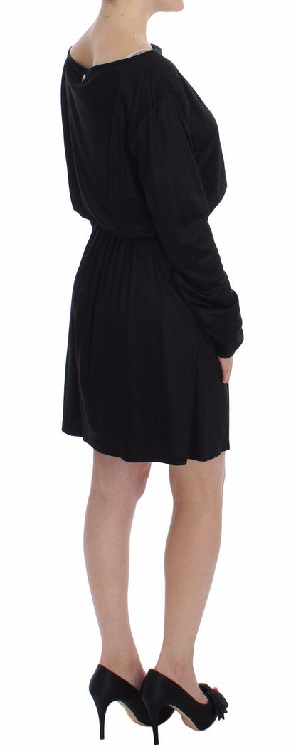 Robe droite Versace Jeans en modal et soie noirs au genou