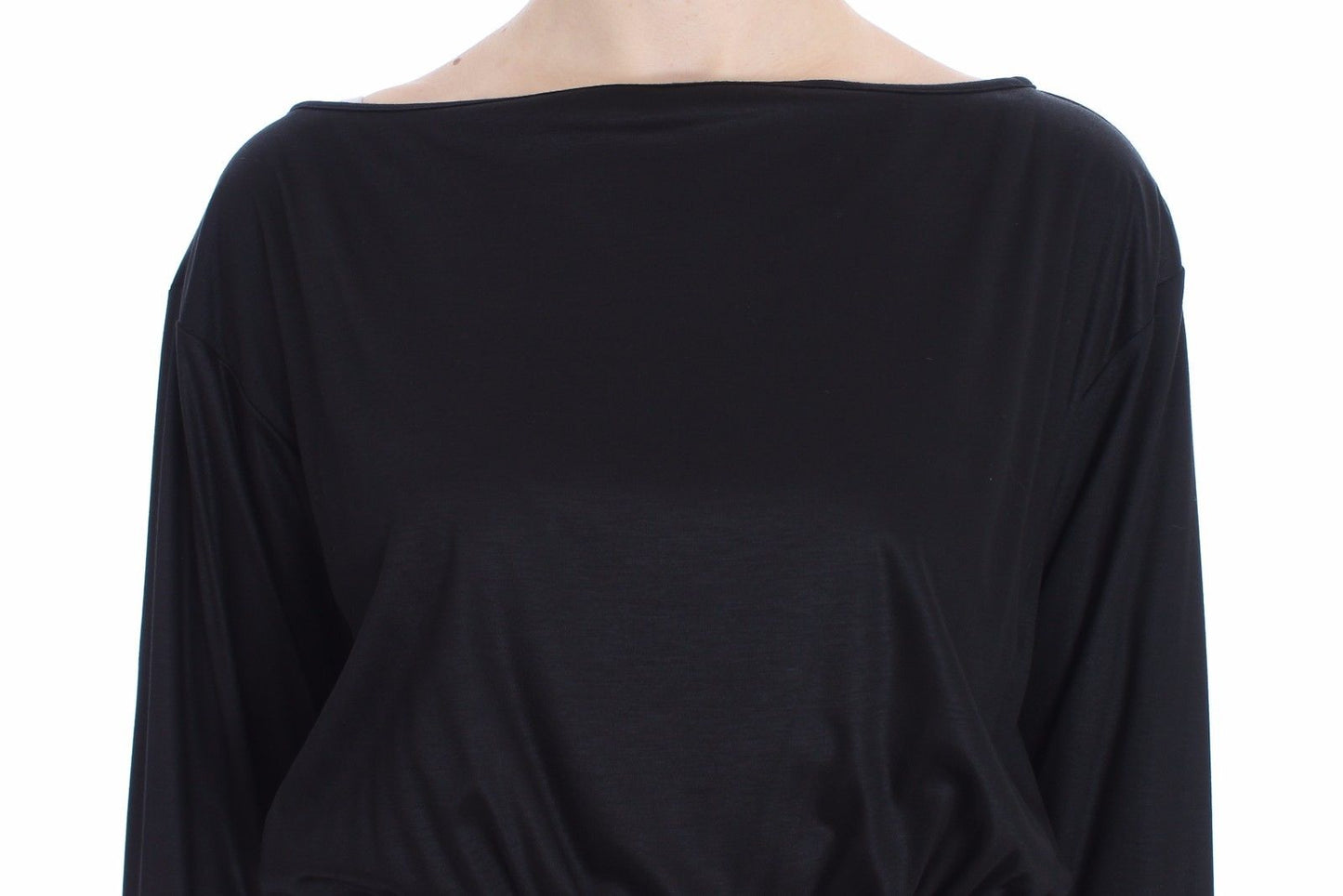 Robe droite Versace Jeans en modal et soie noirs au genou