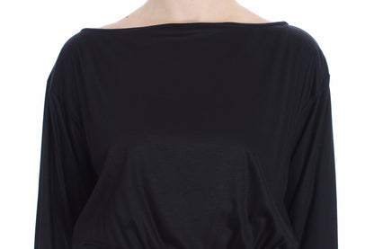 Robe droite Versace Jeans en modal et soie noirs au genou