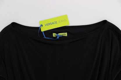 Robe droite Versace Jeans en modal et soie noirs au genou