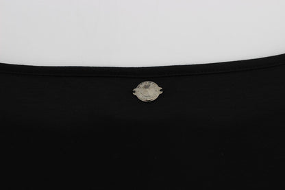 Robe droite Versace Jeans en modal et soie noirs au genou