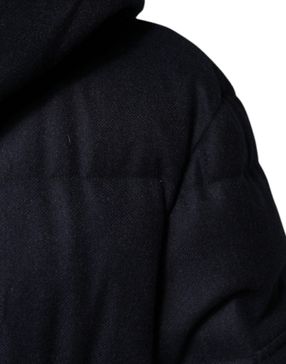 Dolce & Gabbana Black Nylon Hooded Puffer Men Coat Jacket