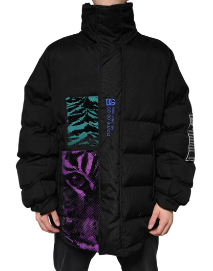 Chaqueta de hombre Dolce & Gabbana de nailon acolchada negra con cremallera completa