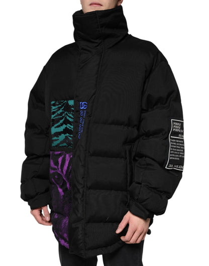 Chaqueta de hombre Dolce & Gabbana de nailon acolchada negra con cremallera completa