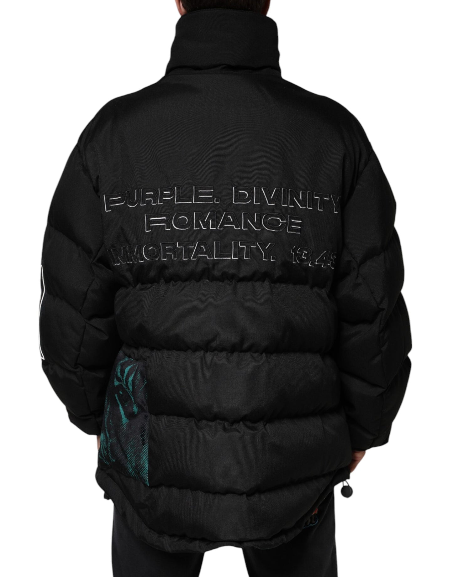 Chaqueta de hombre Dolce & Gabbana de nailon acolchada negra con cremallera completa