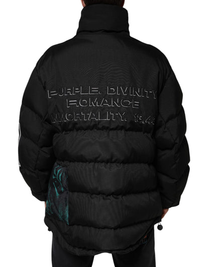 Chaqueta de hombre Dolce & Gabbana de nailon acolchada negra con cremallera completa
