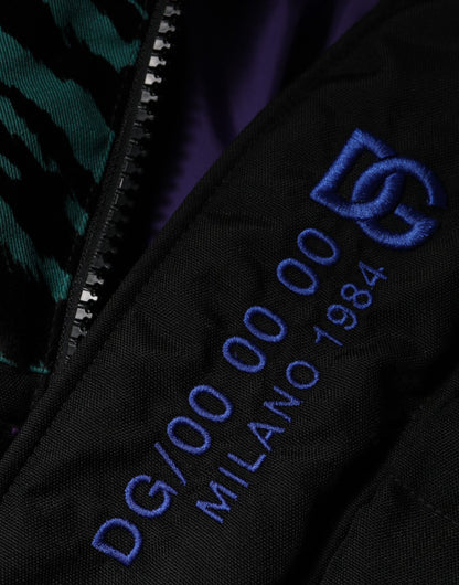 Chaqueta de hombre Dolce & Gabbana de nailon acolchada negra con cremallera completa